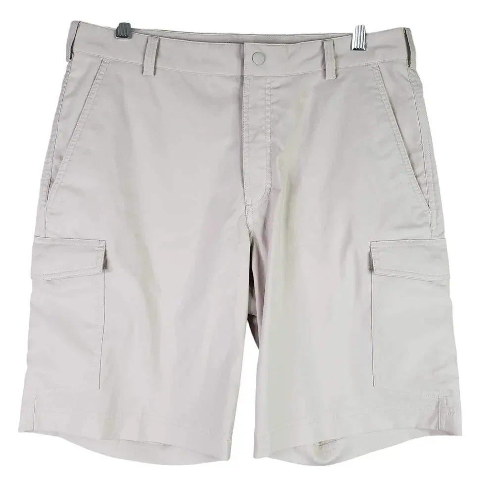 Nike Golf Shorts Mens Size 32 Dri-Fit Khaki Logo Stretch Flat Front Chino